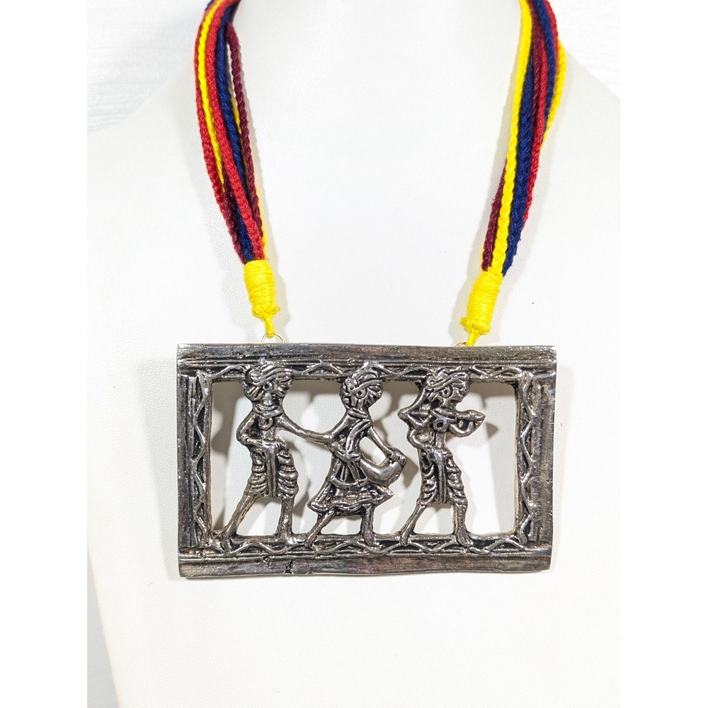 Vintage Tribal‎ Dancer Pendant Necklace Adjustable Cord 32" Ethnic Boho